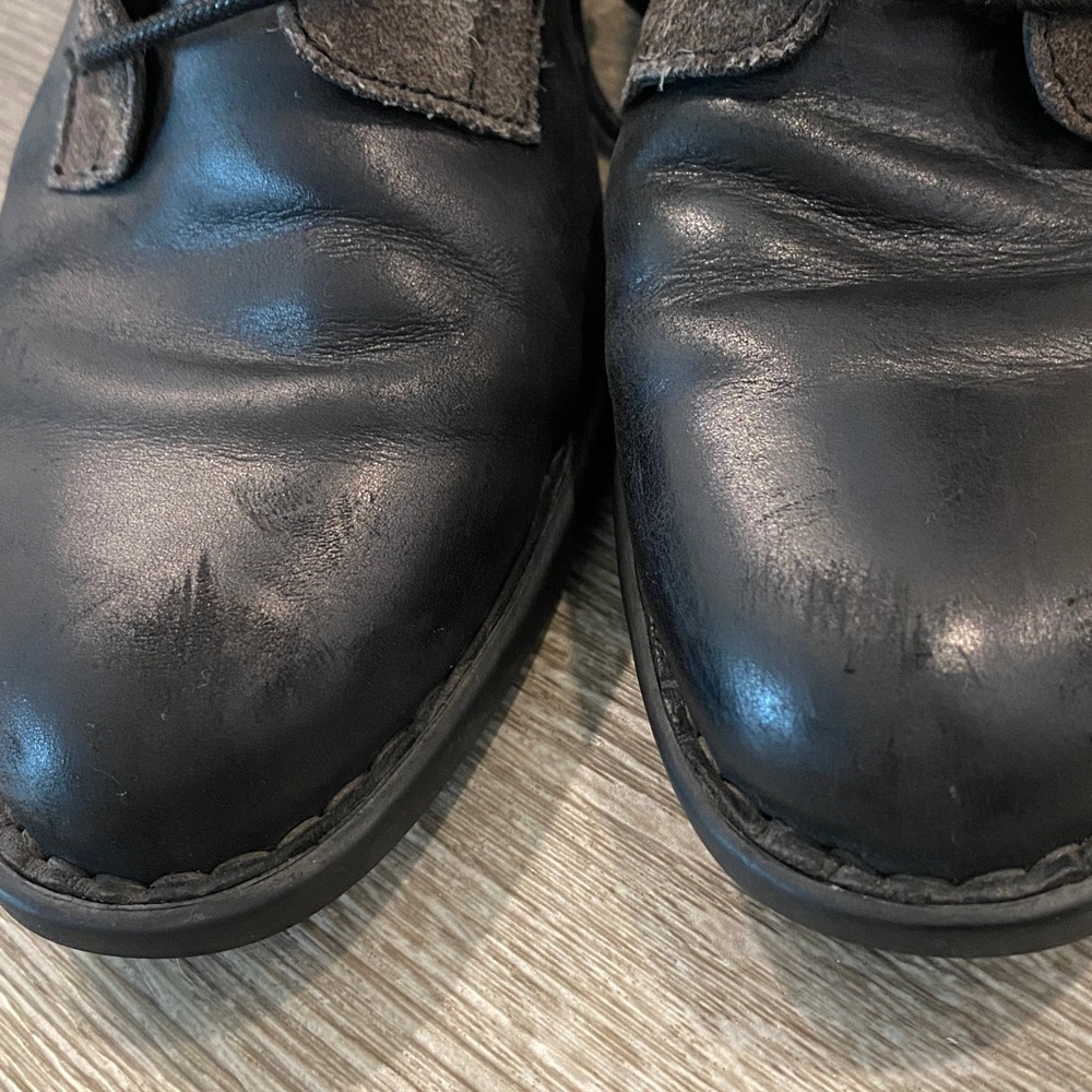 Born y2k black leather lace up grunge combat boots with brown suede 7 - Picture 7 of 9